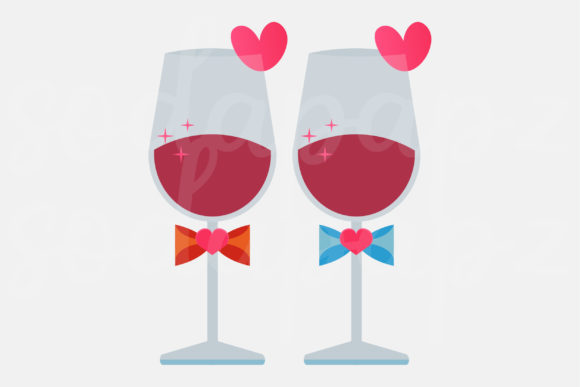 Valentines - Champagne Glasses Graphics