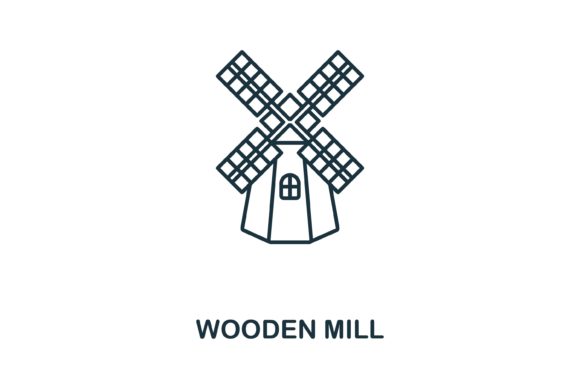 Wooden Mill Icon: Graphics and Icons for Creative Projects